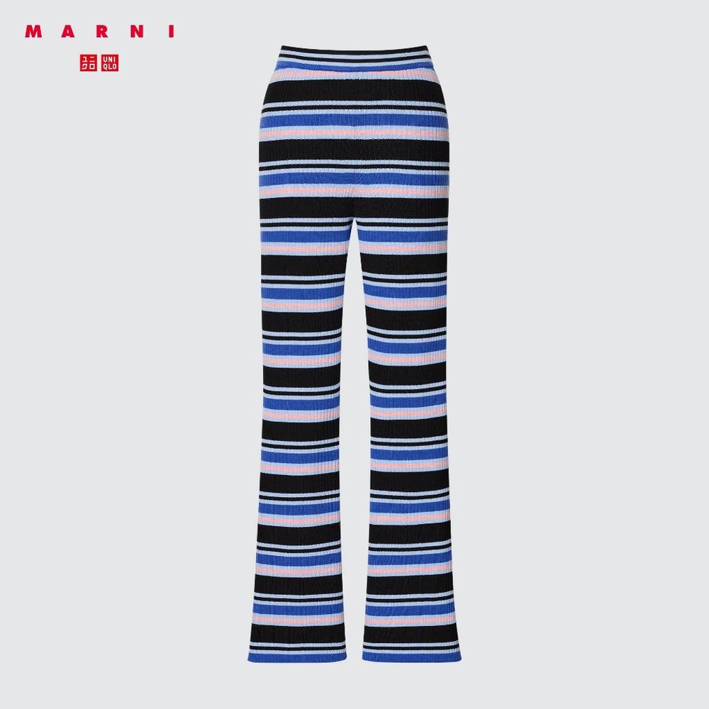 Uniqlo x MARNI Merino Blend Semi Flare Knitted Pants - Blue